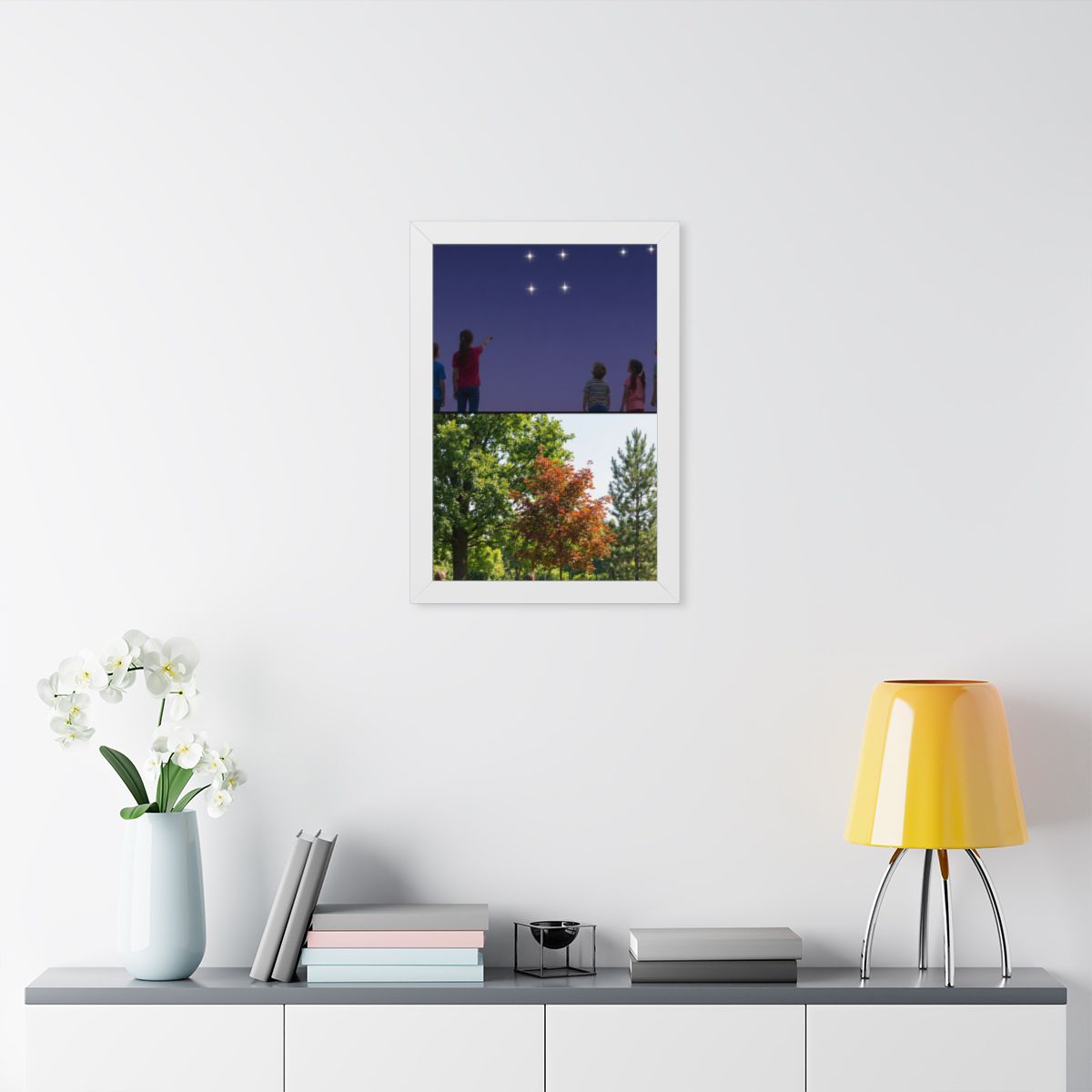 Framed Vertical Poster - Stardust & Forest Discovery — White...