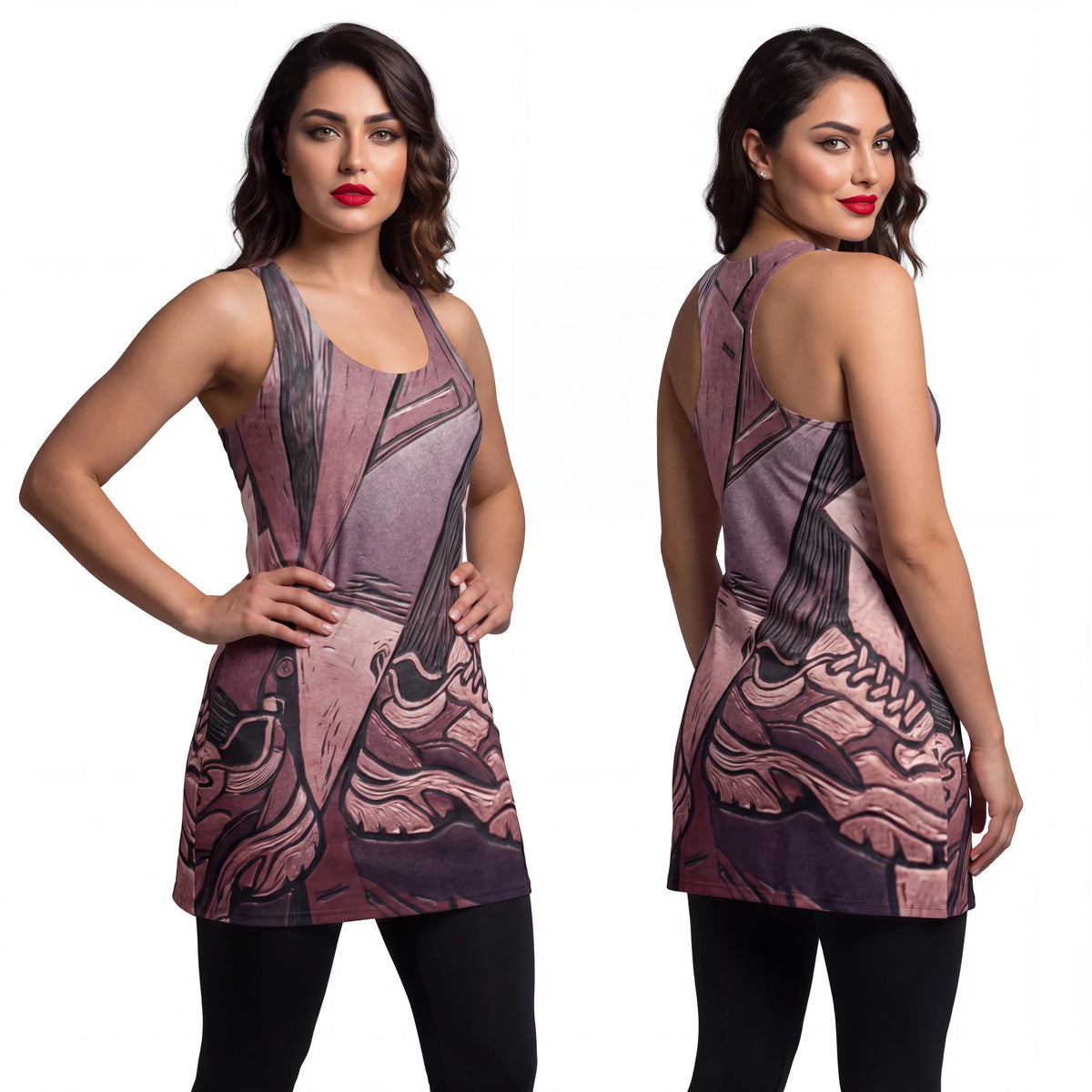 Women's Racerback Dress with Sartorial Art