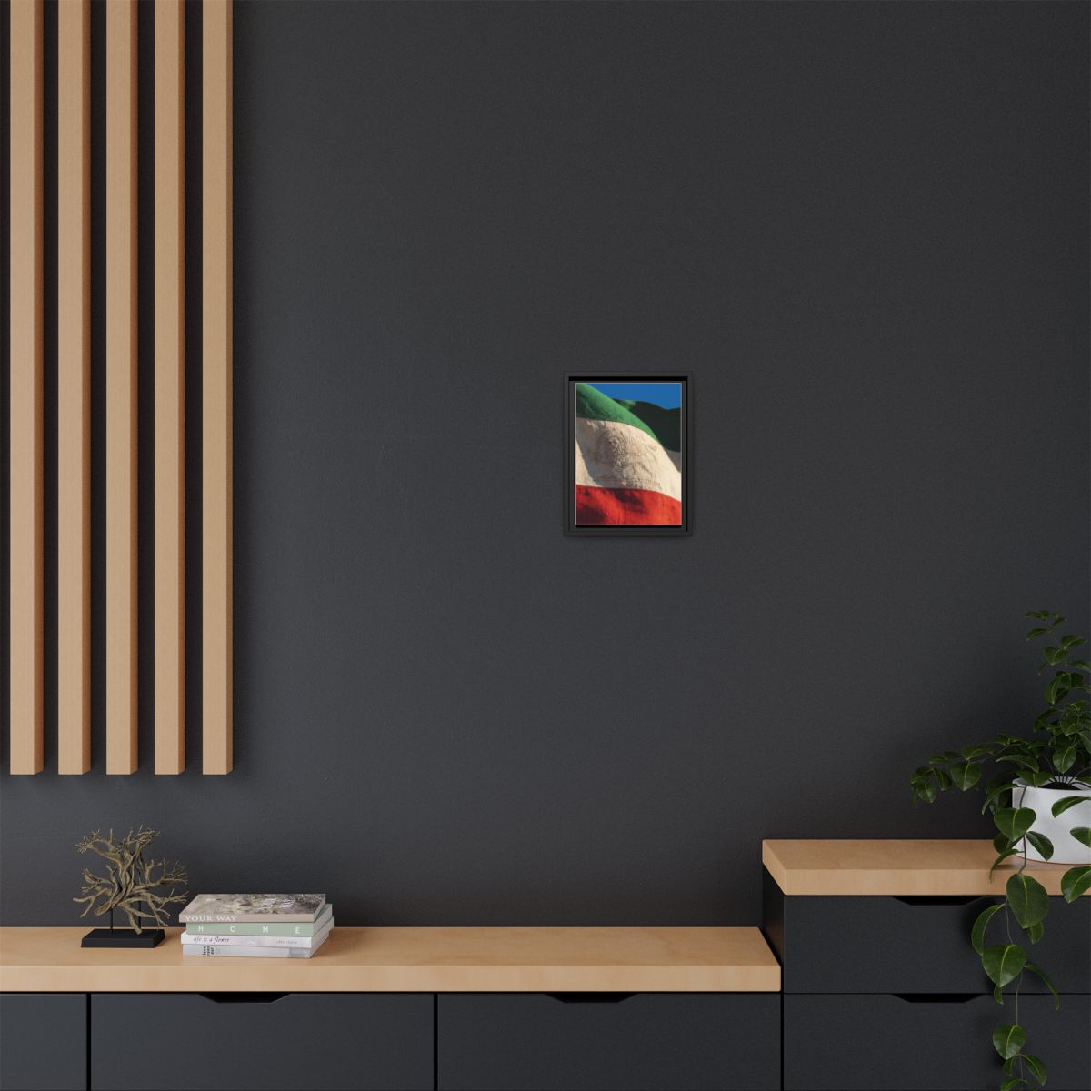 Framed Canvas Art - Distressed Flag — Black / 1.25"