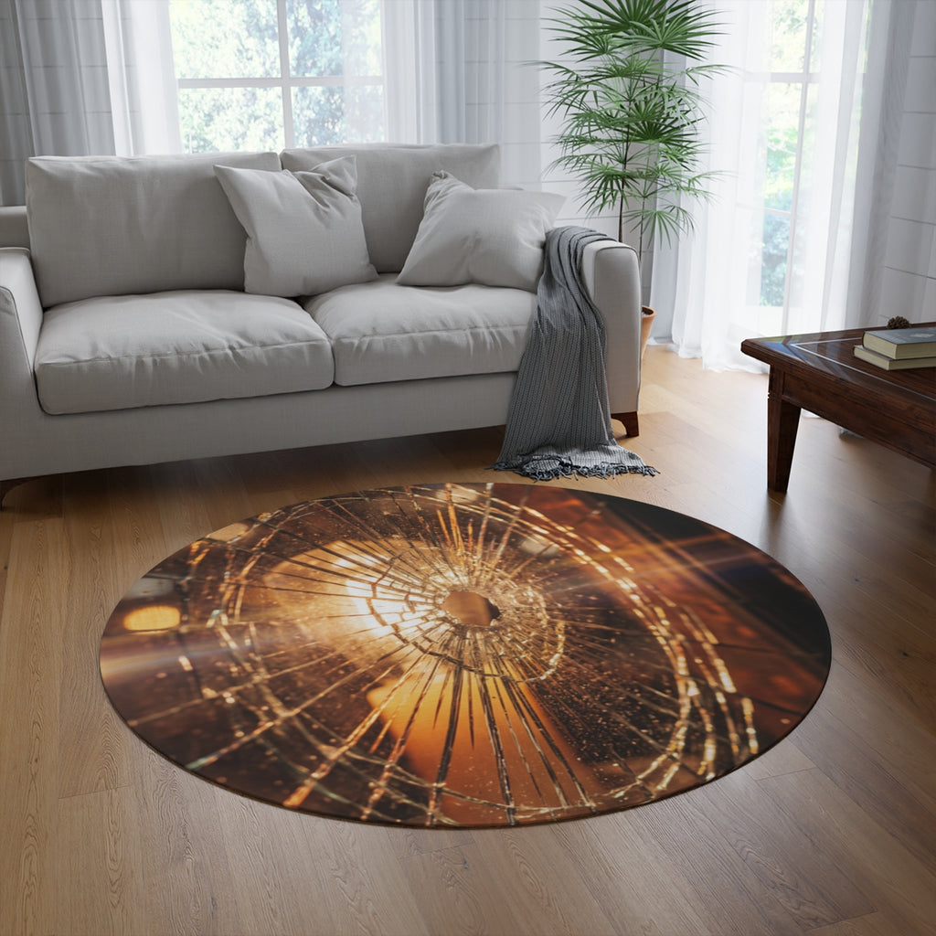 Round Rug - Cinematic Amber Glow