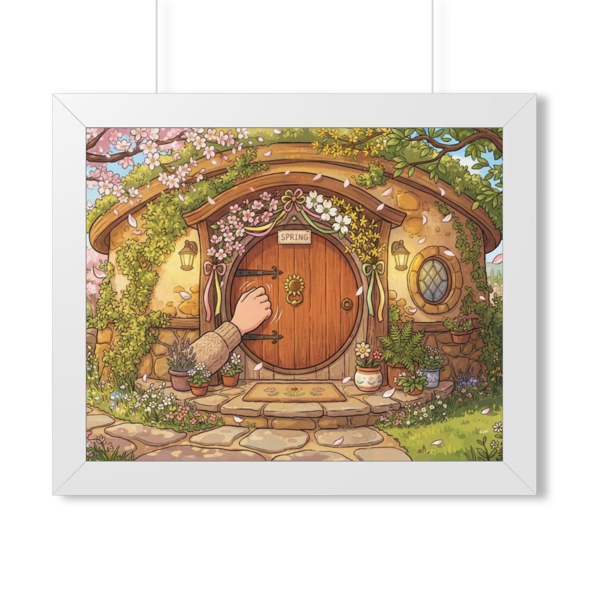 Framed Horizontal Poster - Spring Garden Entry — White... |...