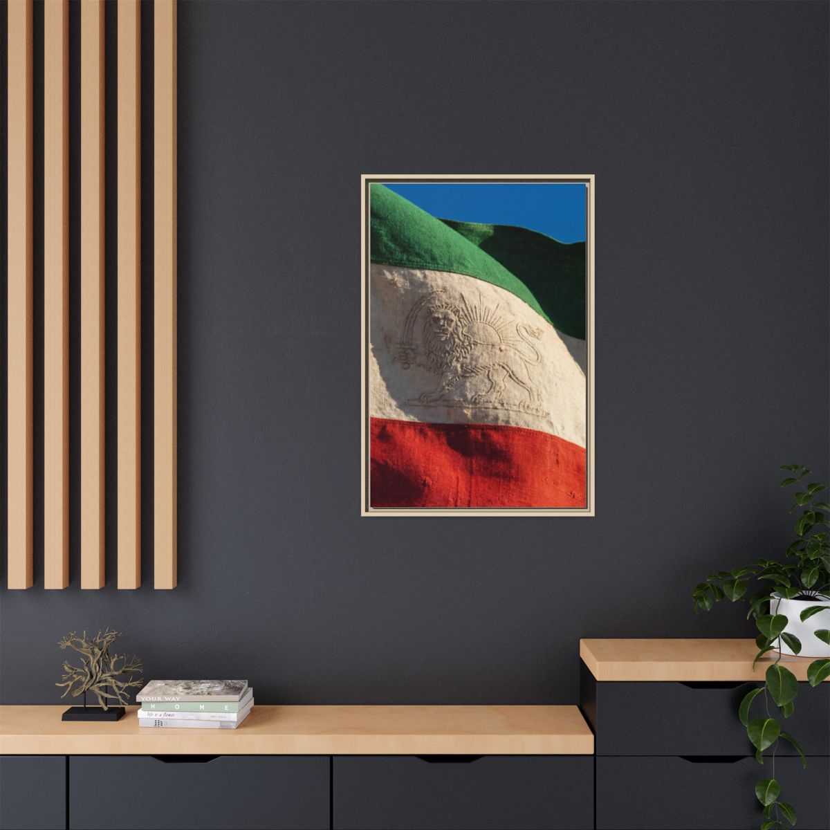Framed Canvas Art - Distressed Flag — Natural / 1.25"