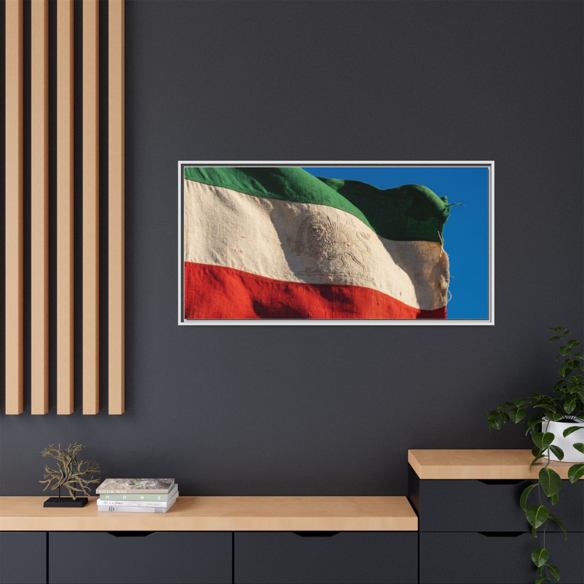 Framed Canvas Art - Distressed Flag — White / 1.25"