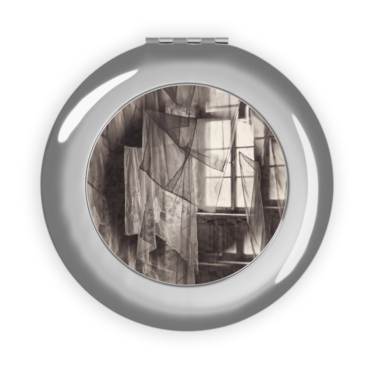 Compact Travel Mirror - Spectral Veils | Echovira Gallery