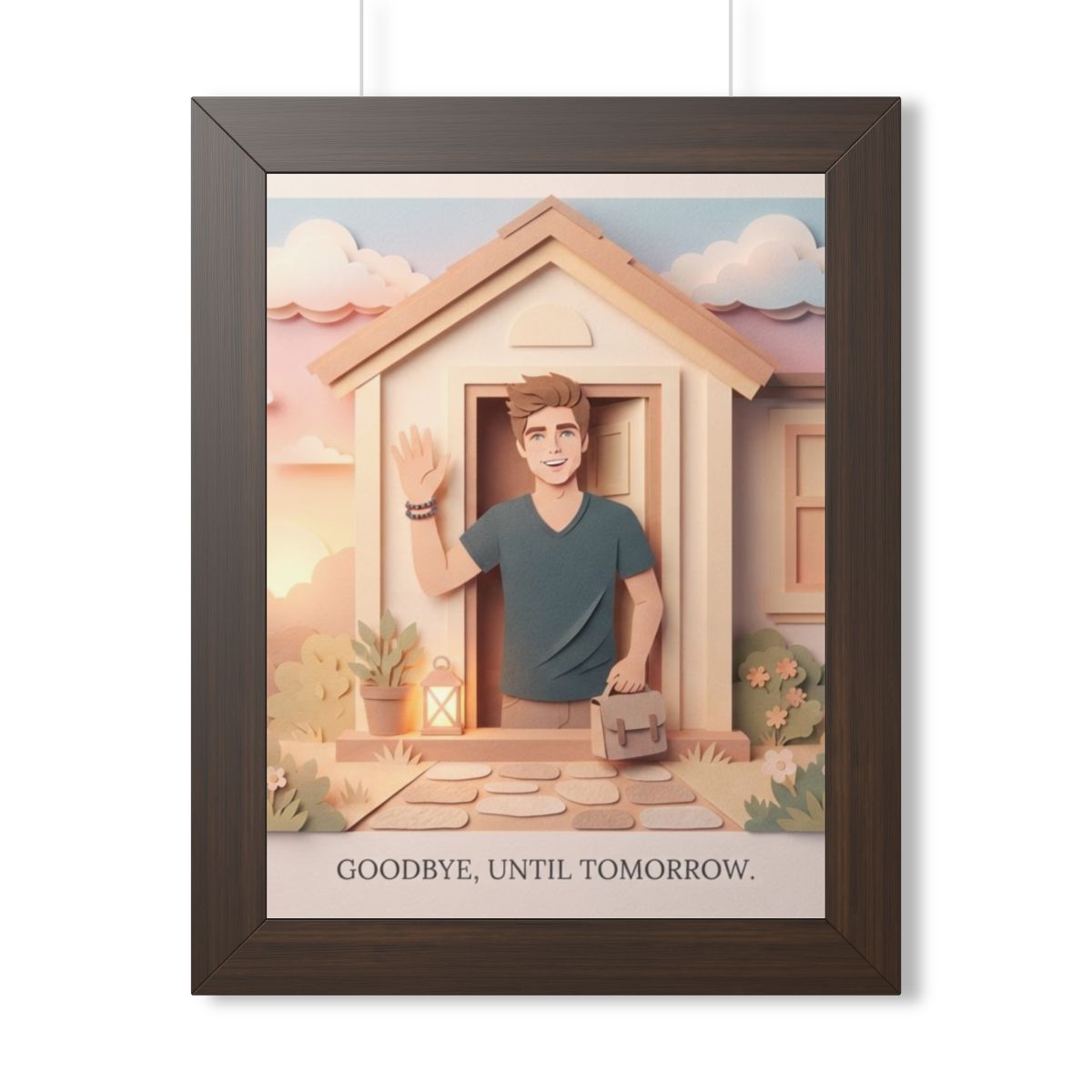 Framed Vertical Poster - Safe Journey Paper Cut Home Art —...