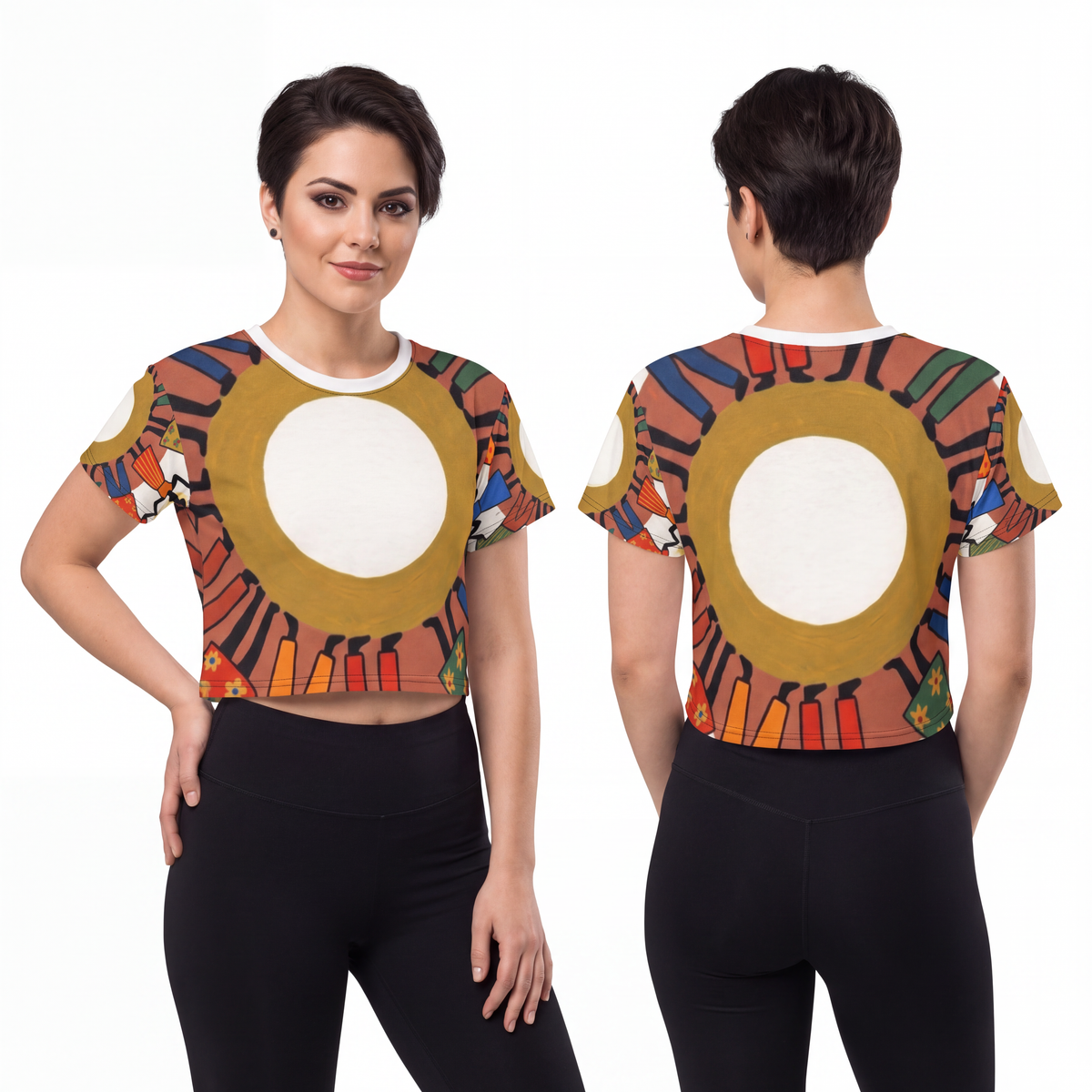 Crop Tee - Unity Mandala Folk Art | Echovira Gallery
