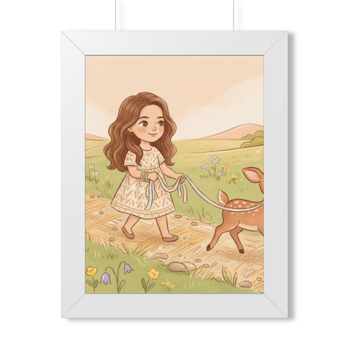 Framed Vertical Poster - Meadow Walk Fawn — White (11×14......