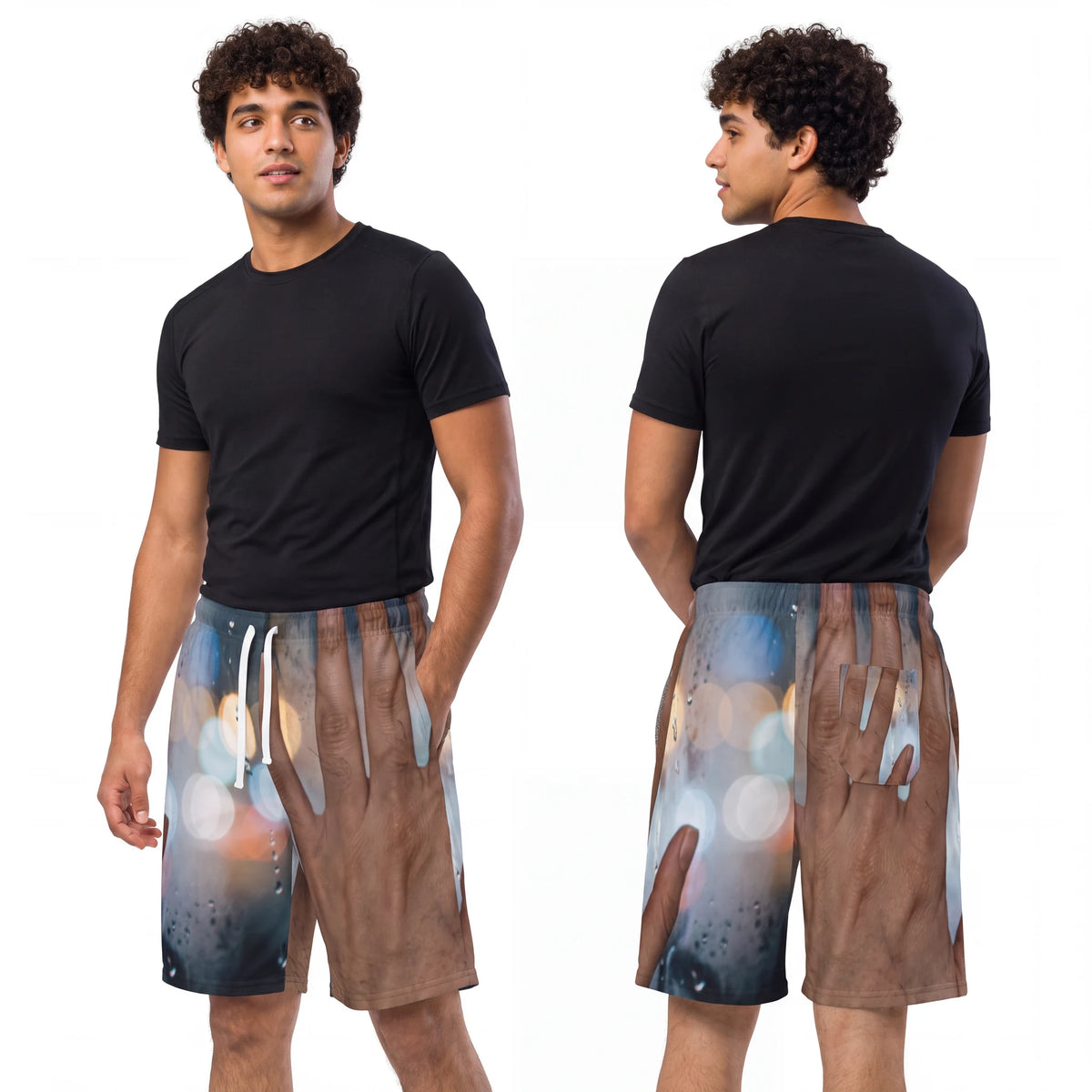 Men's Athletic Long Shorts Rainy City Art