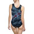 Women's One-Piece Swimsuit Crimson Abstract Art