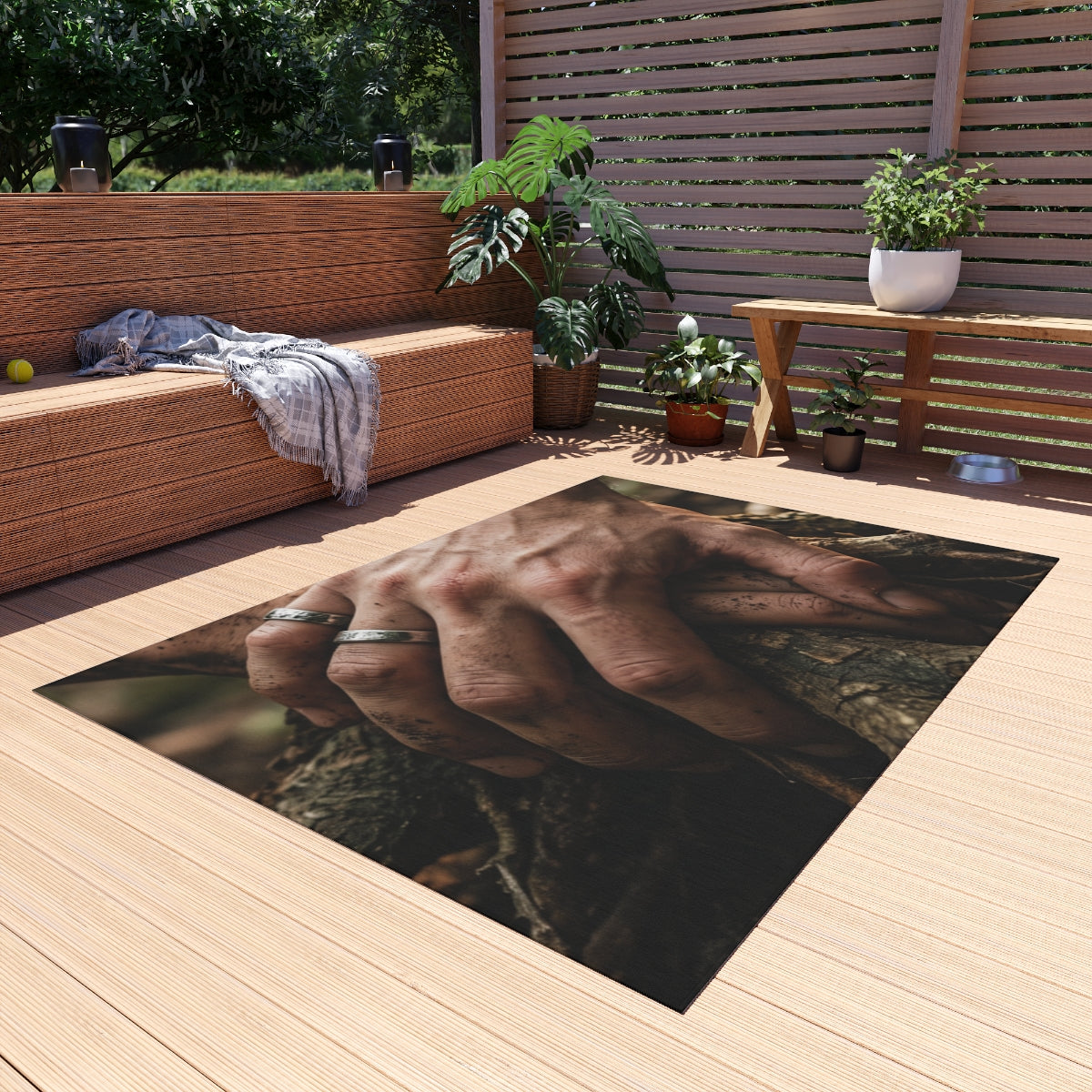 Outdoor Rug Forest Roots & Hands Art