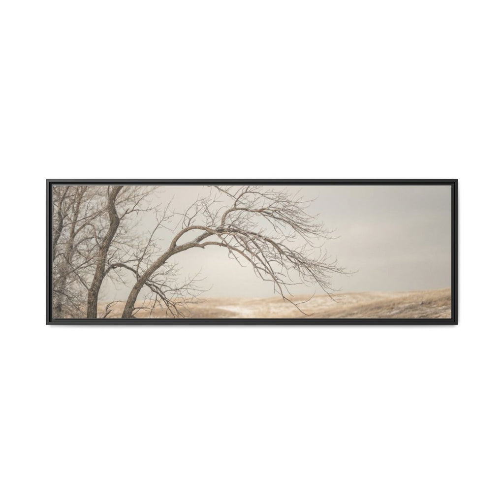 Framed Canvas Art - Minimalist Winter — Black / 1.25"