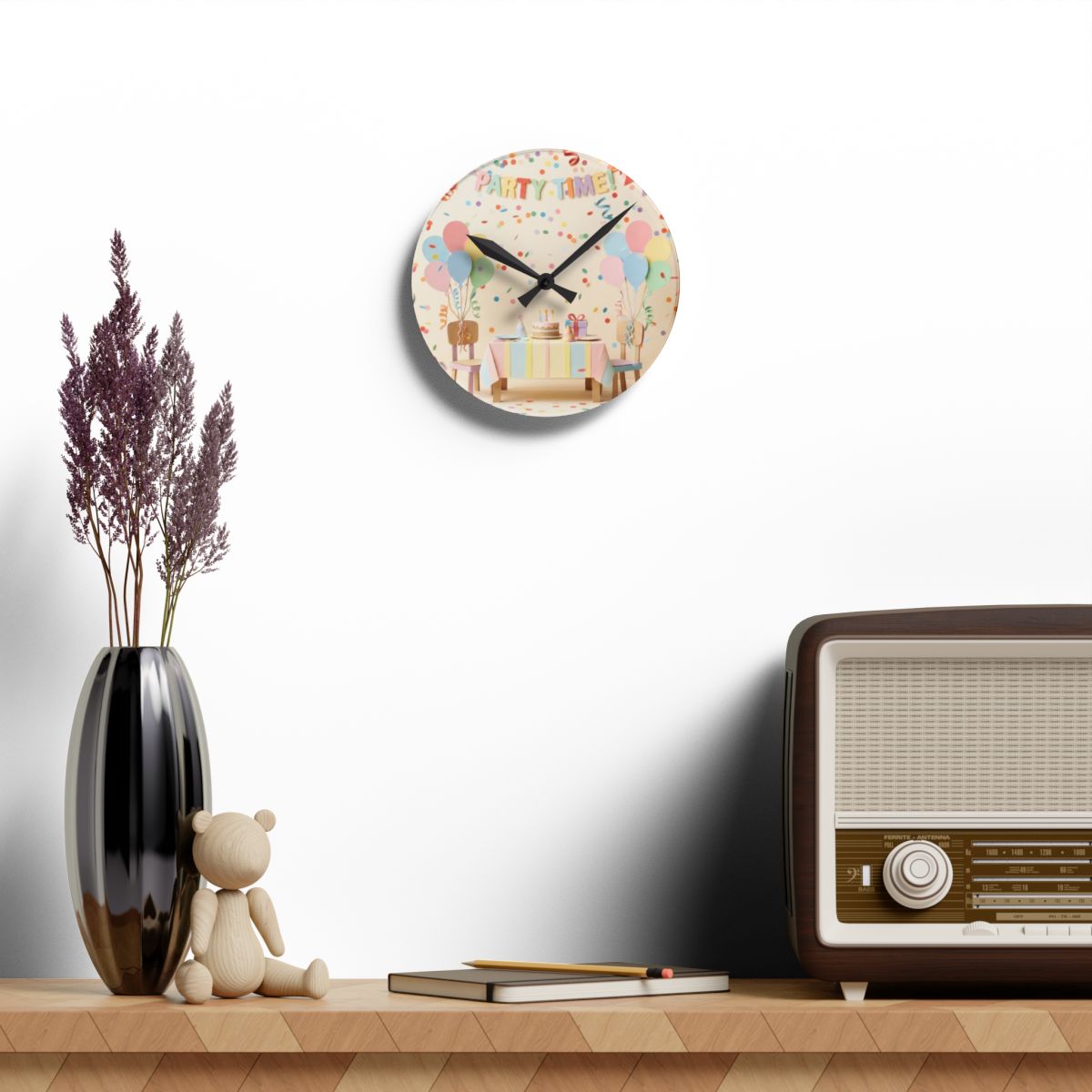 Acrylic Wall Clock - Party Time Whimsy | Echovira Gallery