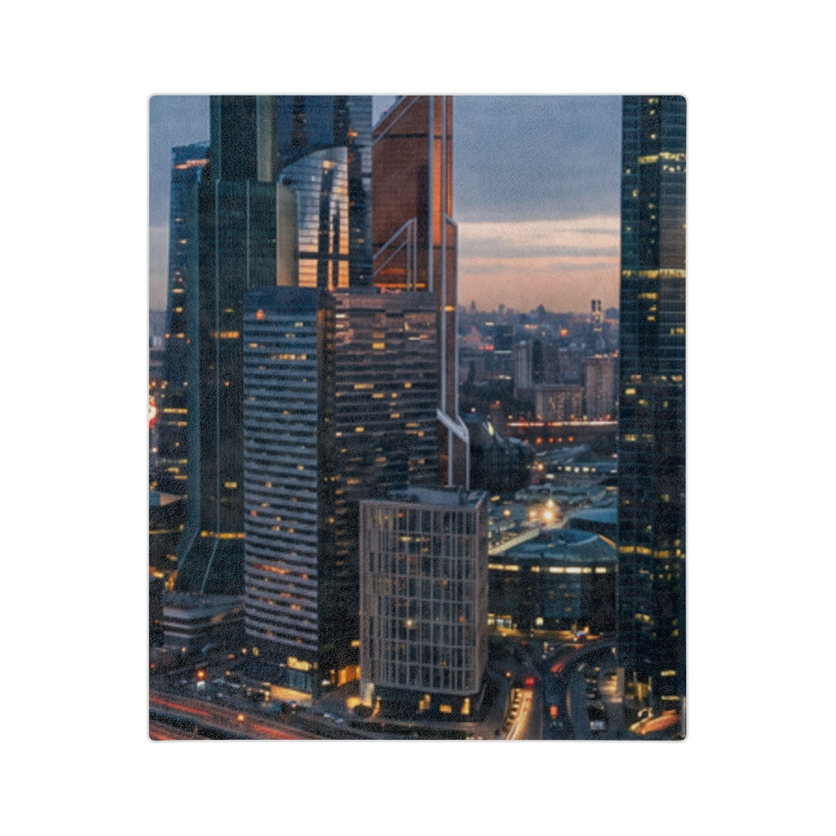 Velveteen Microfiber Blanket - Urban Pulse Cyberpunk City......