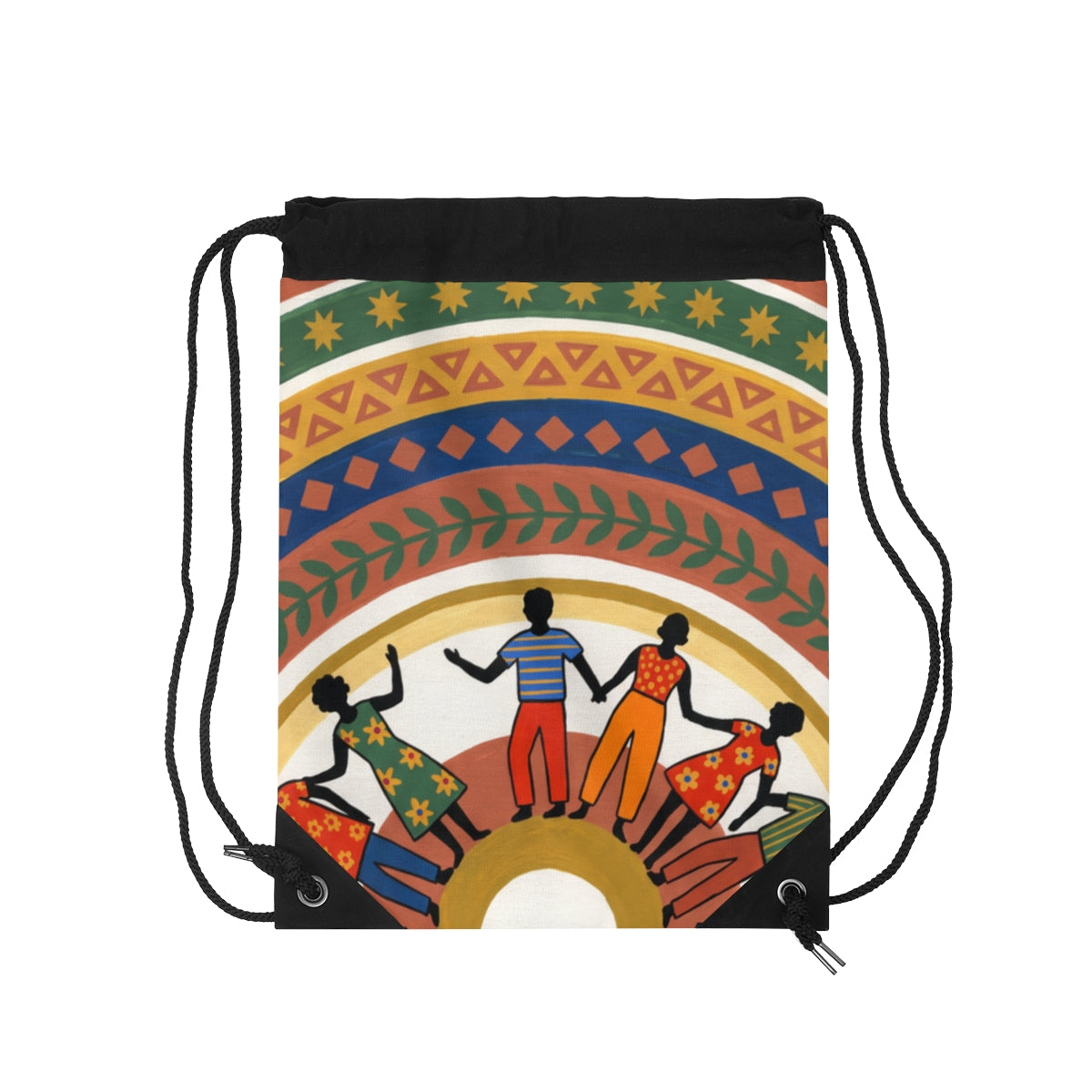 Drawstring Bag - Unity Mandala Folk Art | Echovira Gallery