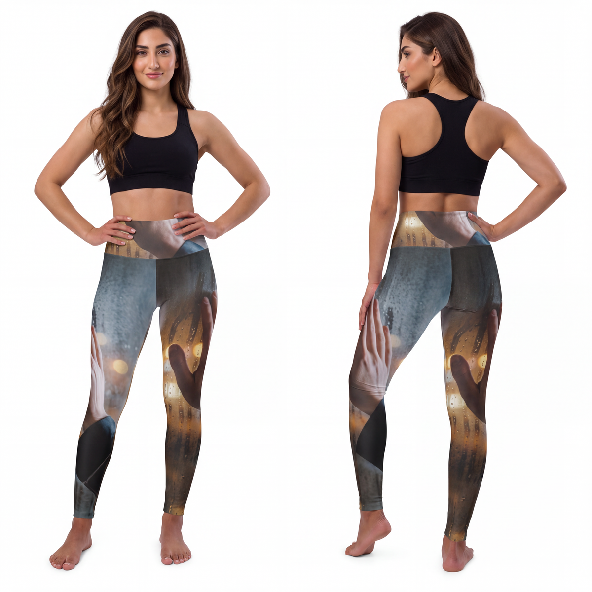 High Waisted Yoga Leggings - Rainy City | Echovira Gallery