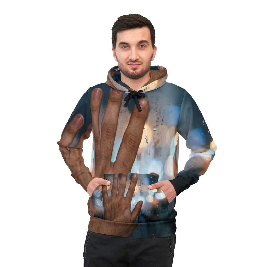 Men's Athletic Hoodie Nocturnal City Rain Art