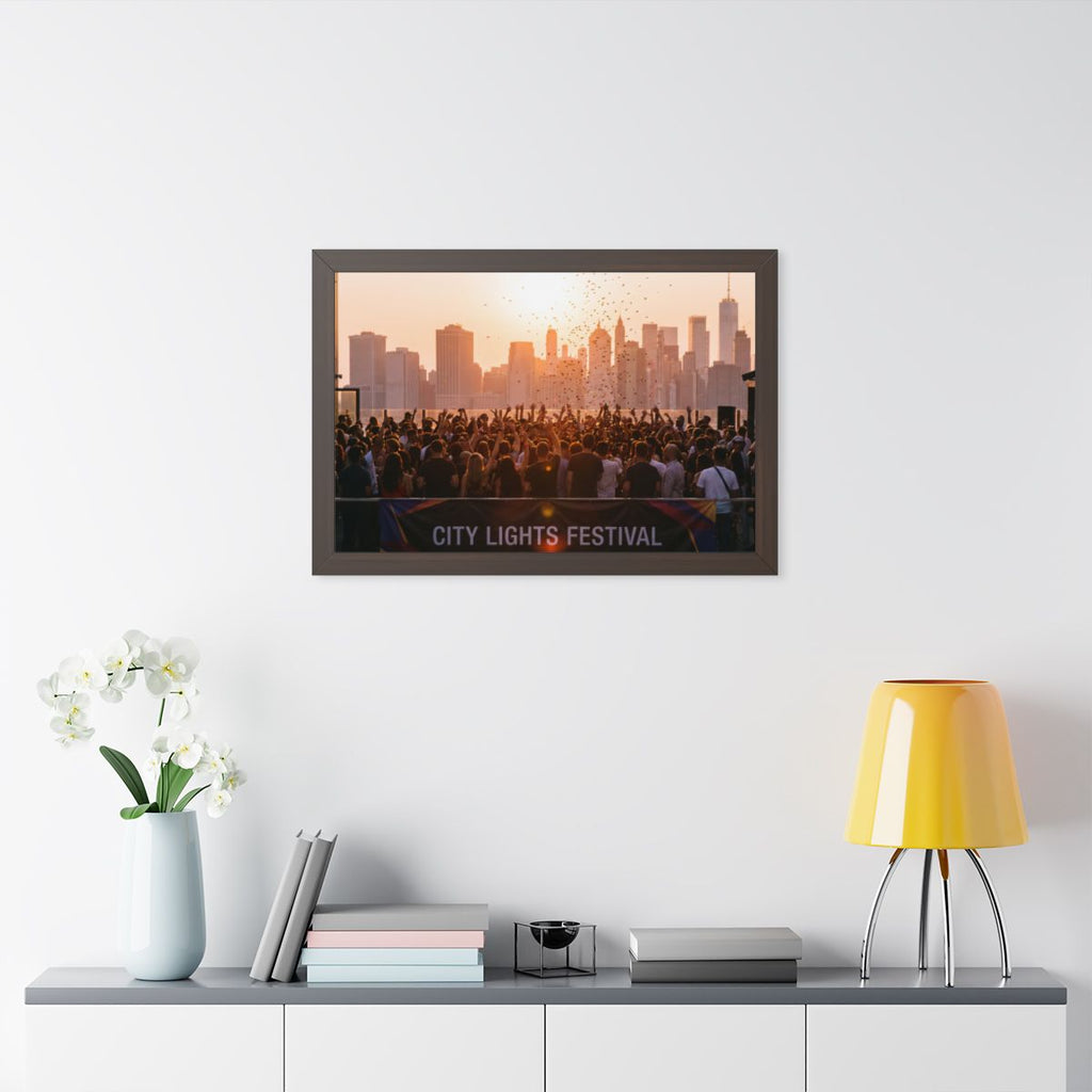 Framed Horizontal Poster - City Lights (14×11, 16×12, 16×16...