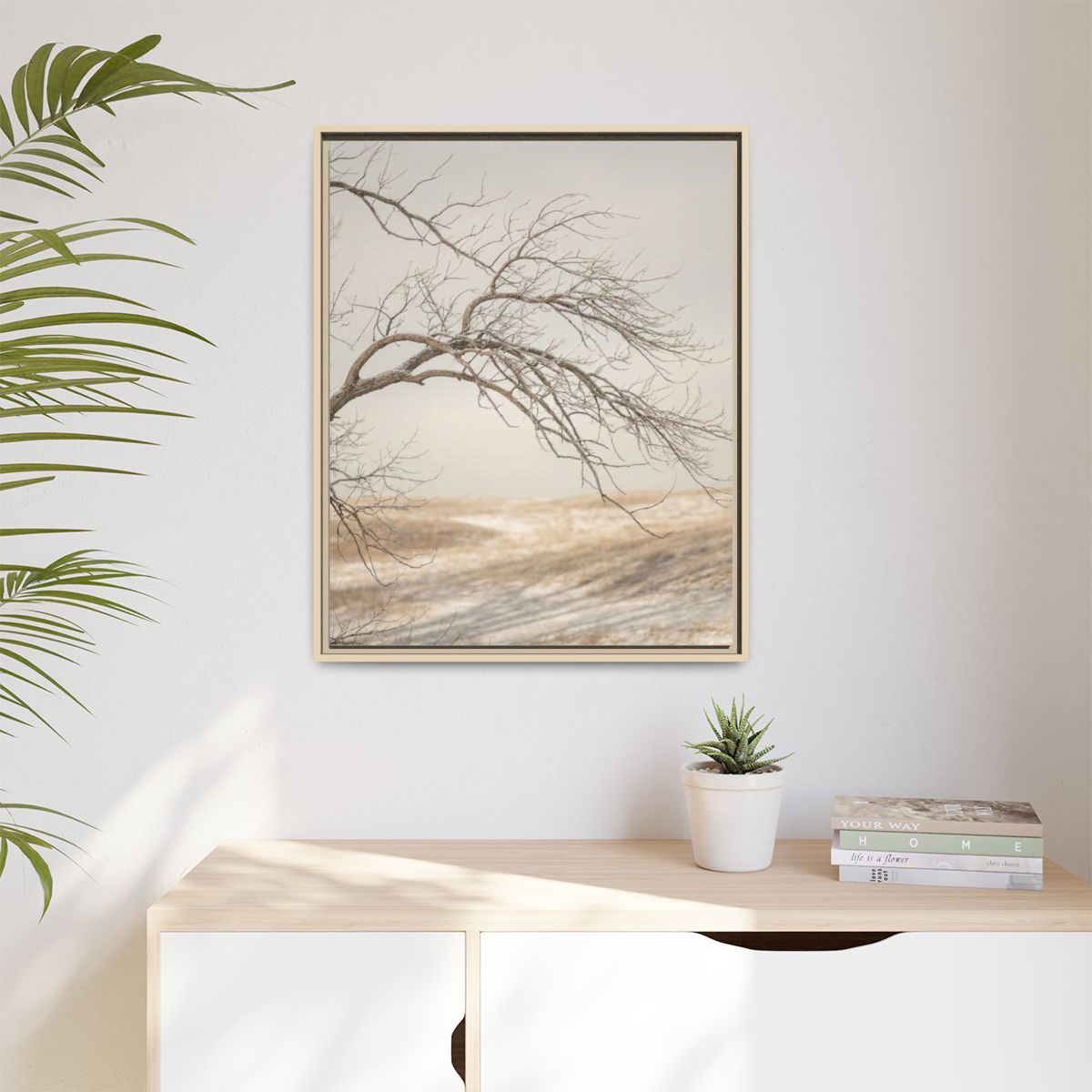 Matte Canvas, Framed - Winter Branch Solitude Landscape —......