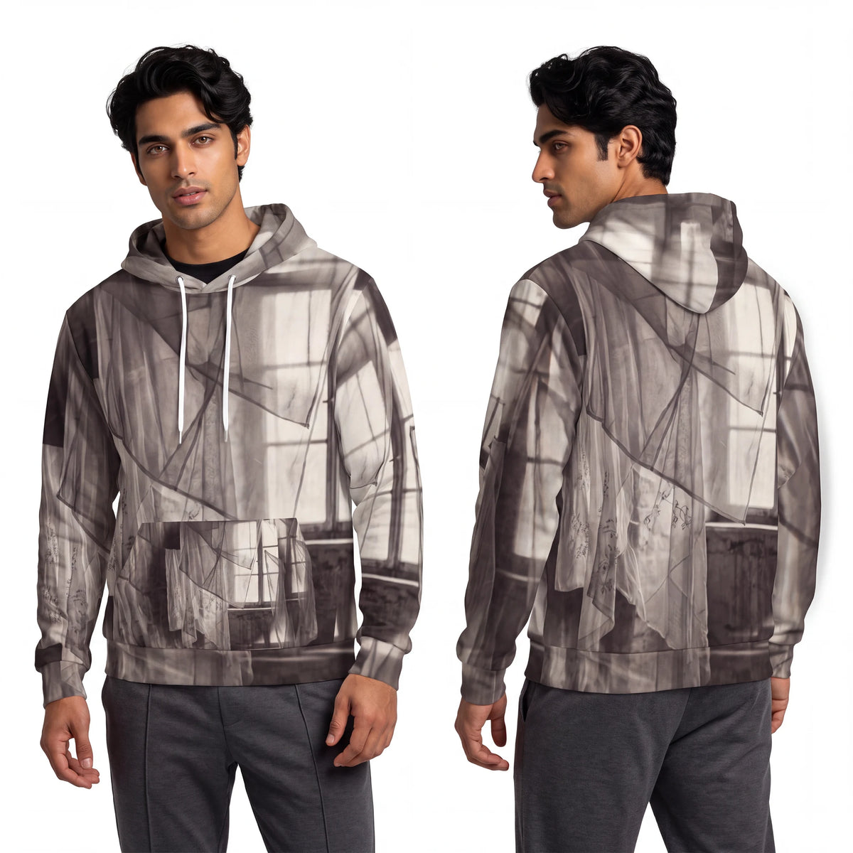 Men's Fashion Hoodie - Spectral Veils | Echovira Gallery