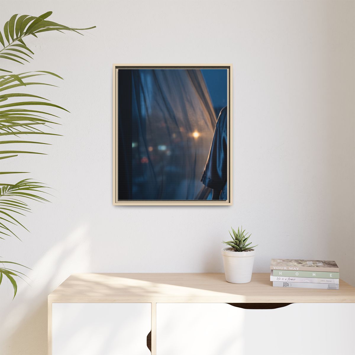 Matte Canvas, Framed - Nocturnal Solitude Silhouette —... |...