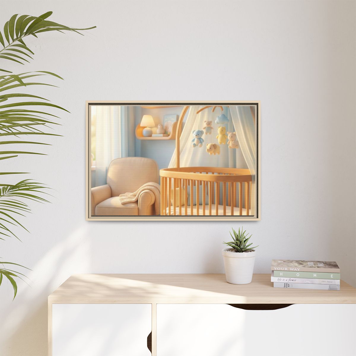 Matte Canvas, Framed - Dreamy Serene Nursery Art — Natural /...