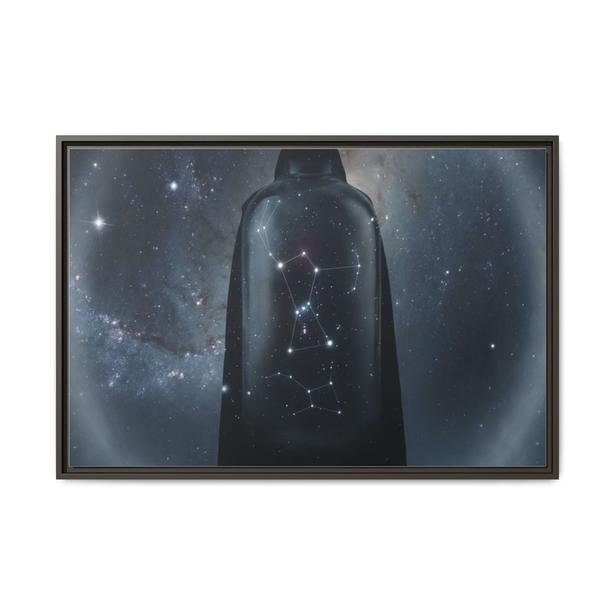 Framed Matte Canvas - Cosmic Sentinel — Espresso / 1.25" (10×8, 12×9, 14×11, 16×12, 20×10, 18×12, 20×16, 24×16, 24×18, 36×12, 24×20, 32×16, 30×20, 30×24, 32×24, 48×16, 36×24, 48×24, 40×30, 60×20, 48×32, 60×30 & 60×40)