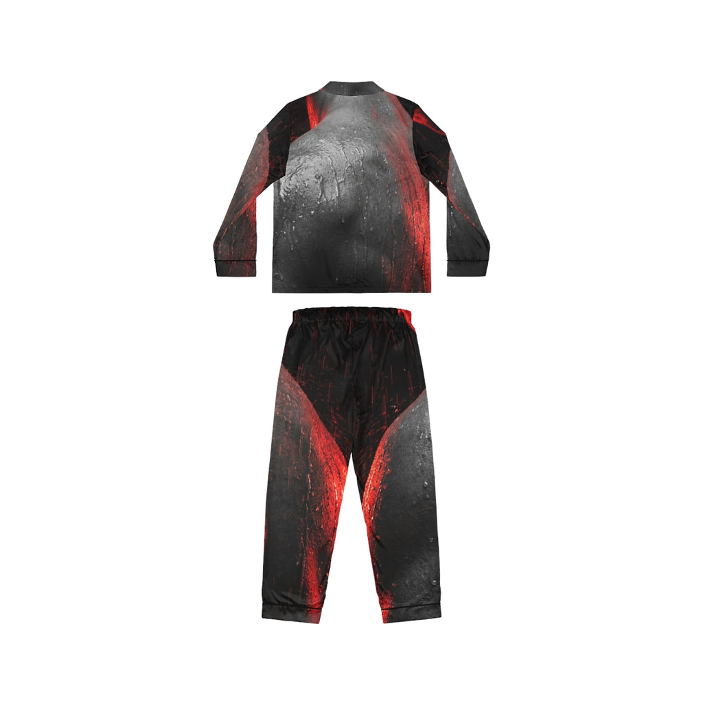 Women's Satin Pajamas with Crimson Silhouette Art
