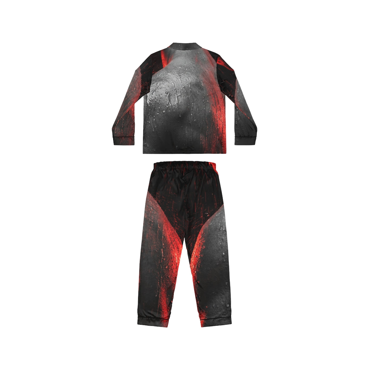 Women's Satin Pajamas with Crimson Silhouette Art