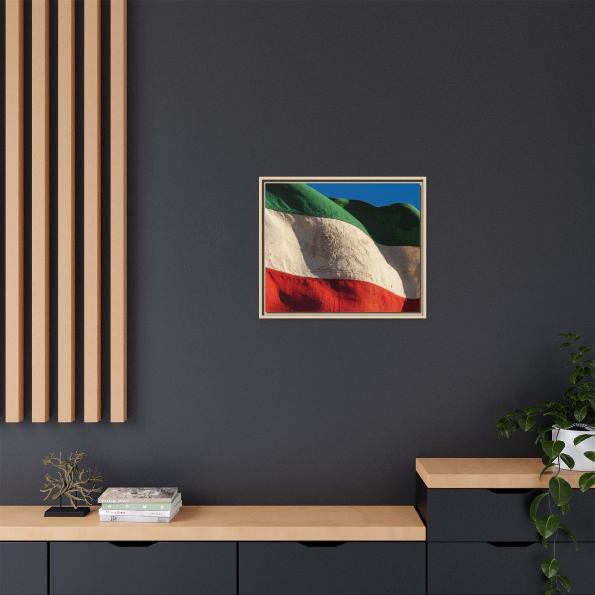 Framed Canvas Art - Distressed Flag — Natural / 1.25"