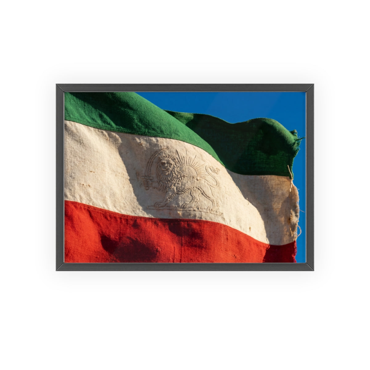 Wood Framed Poster - Vintage Flag — Landscape