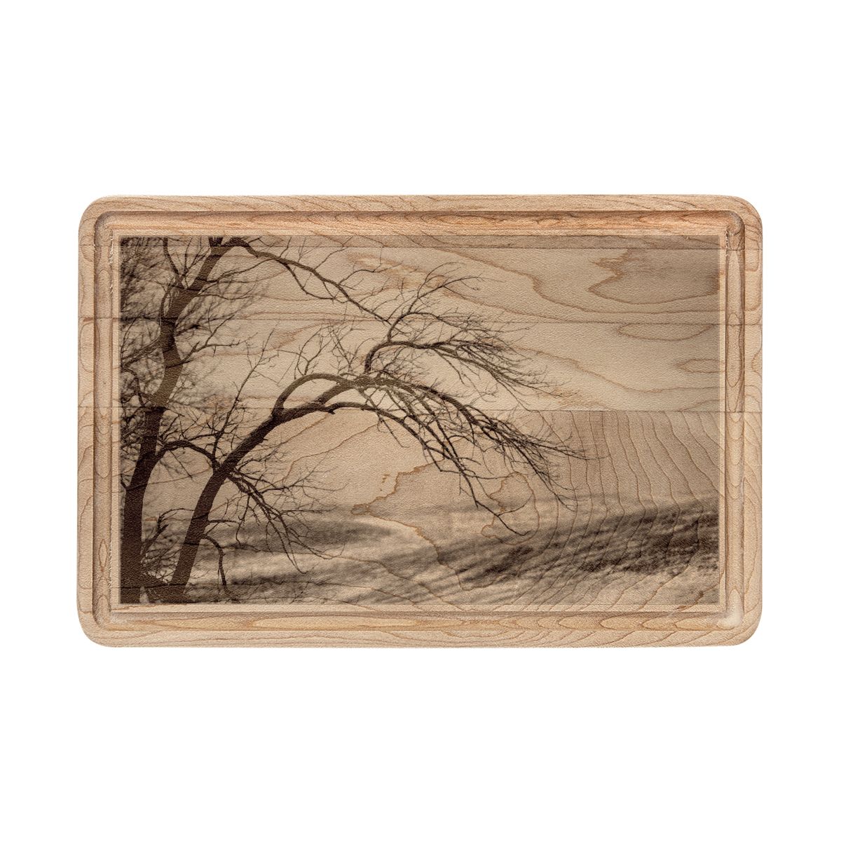 Wooden Cutting Board - Winter Branch Solitude Landscape |...