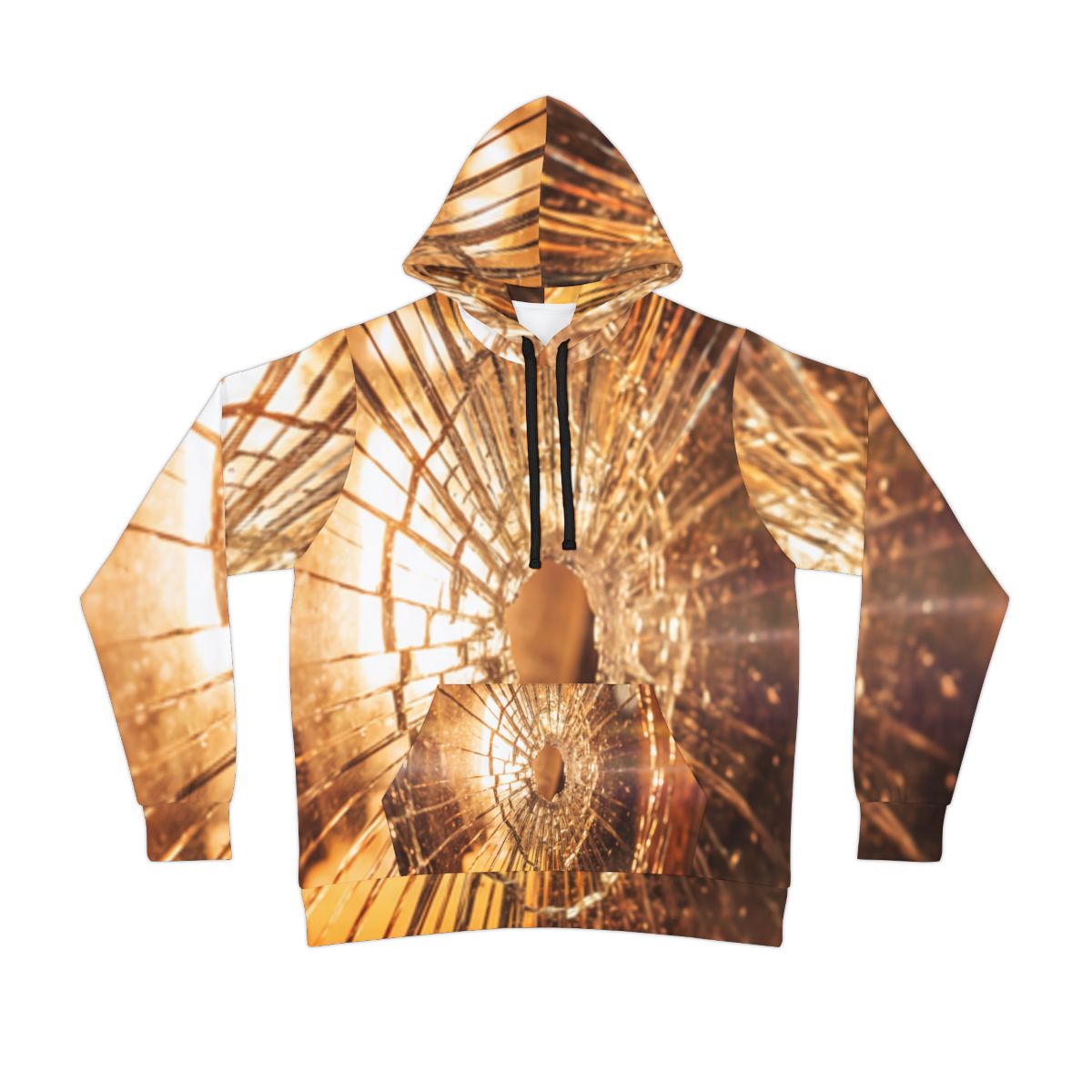 Athletic Hoodie - Shattered Light Golden Fractures Wall Art...