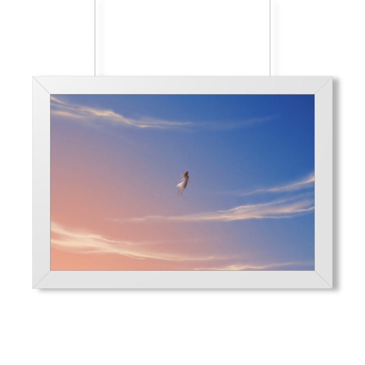 Framed Horizontal Poster - Horizon Sky Calm — White (14×11...
