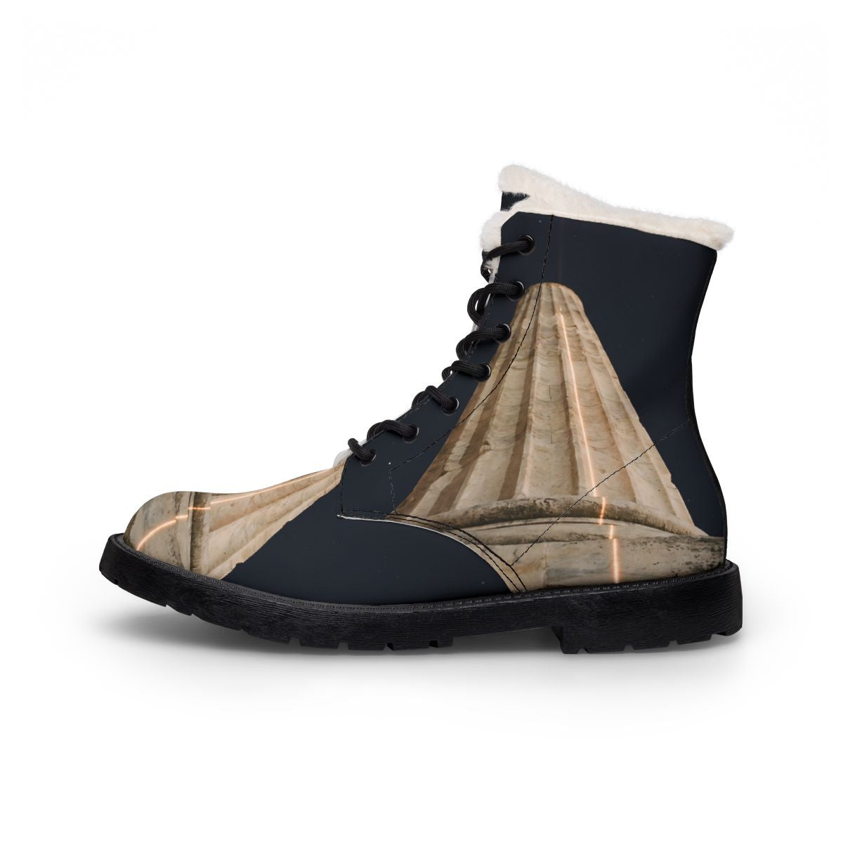 Ancient Stone Column Men's Fur Leather Boots