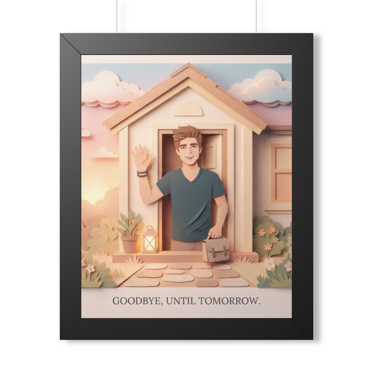Framed Vertical Poster - Safe Journey Paper Cut Home Art —...