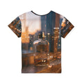Kids Sports Jersey with City Sunset Vintage Art