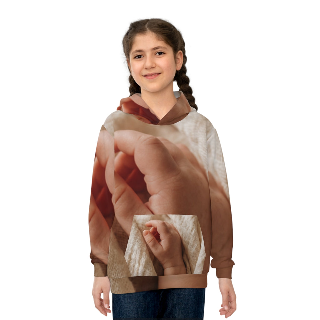 Children's Hoodie - Tender Newborn Hand in Soft Muslin... |...