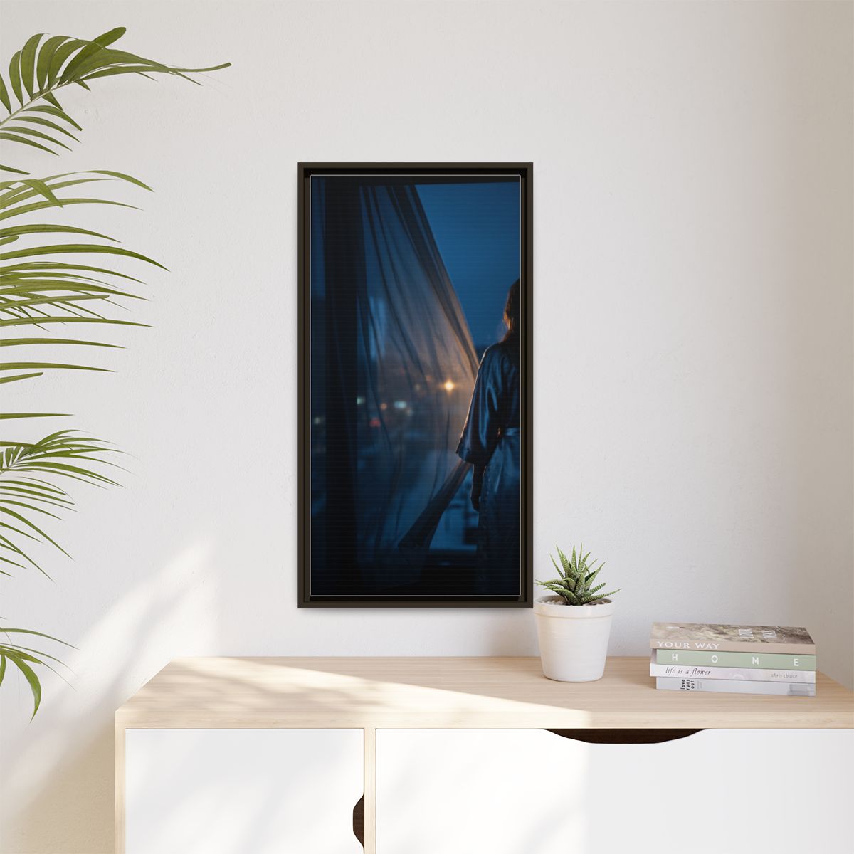 Matte Canvas, Framed - Nocturnal Solitude Silhouette —... |...