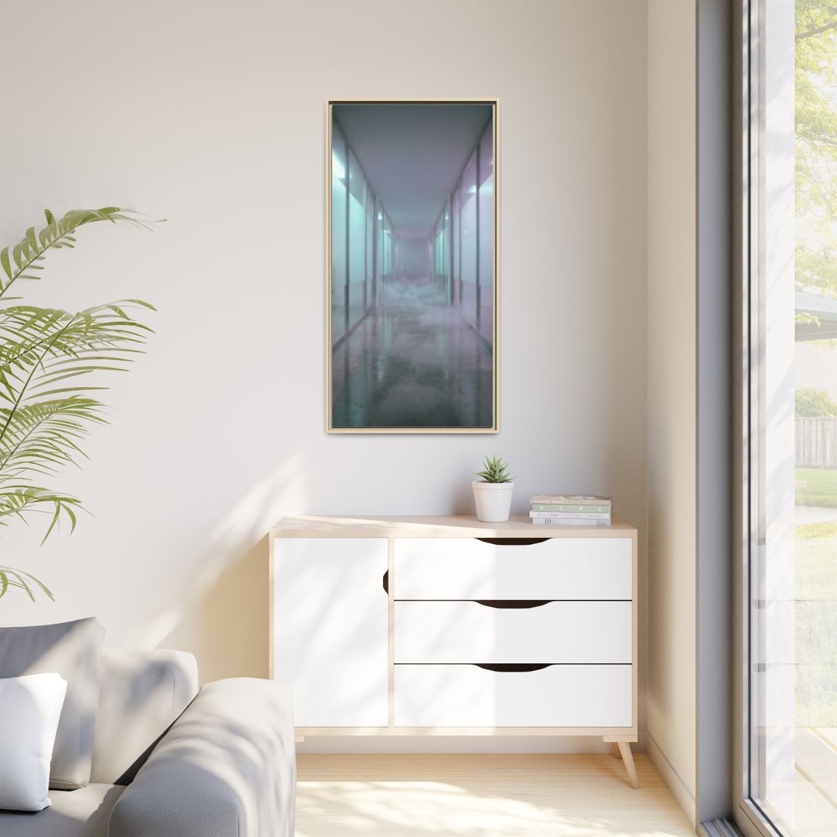 Matte Canvas, Framed - Liminal Corridor Fog Art Print —... |...