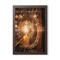 Framed Vertical Poster - Shattered Amber Glass Art — Walnut...