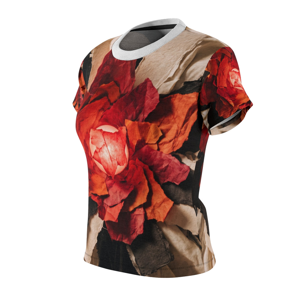 Women's Cut & Sew Tee - Crimson Bloom | Echovira Gallery