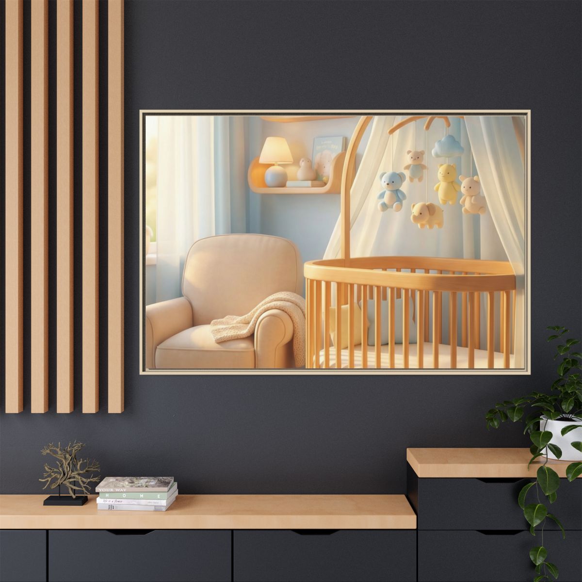 Matte Canvas, Framed - Dreamy Serene Nursery Art — Natural /...
