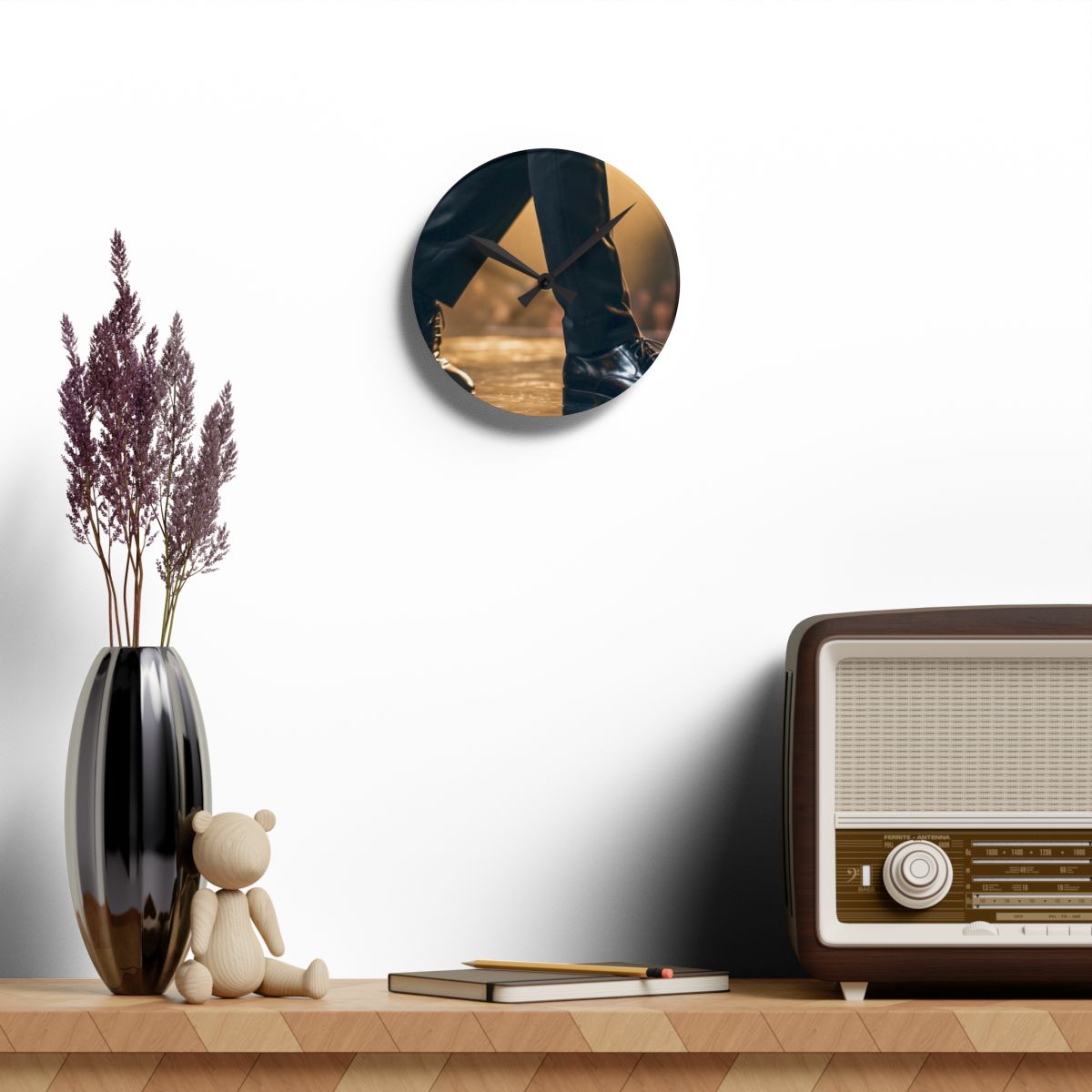 Acrylic Wall Clock - Runway Midnight Spotlight | Echovira...