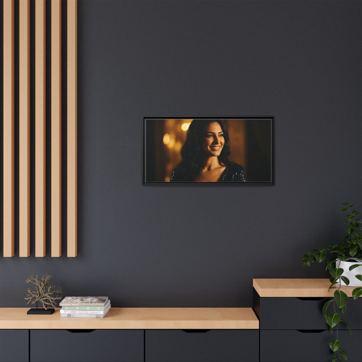 Framed Canvas Art - Golden Glamour — Black / 1.25"