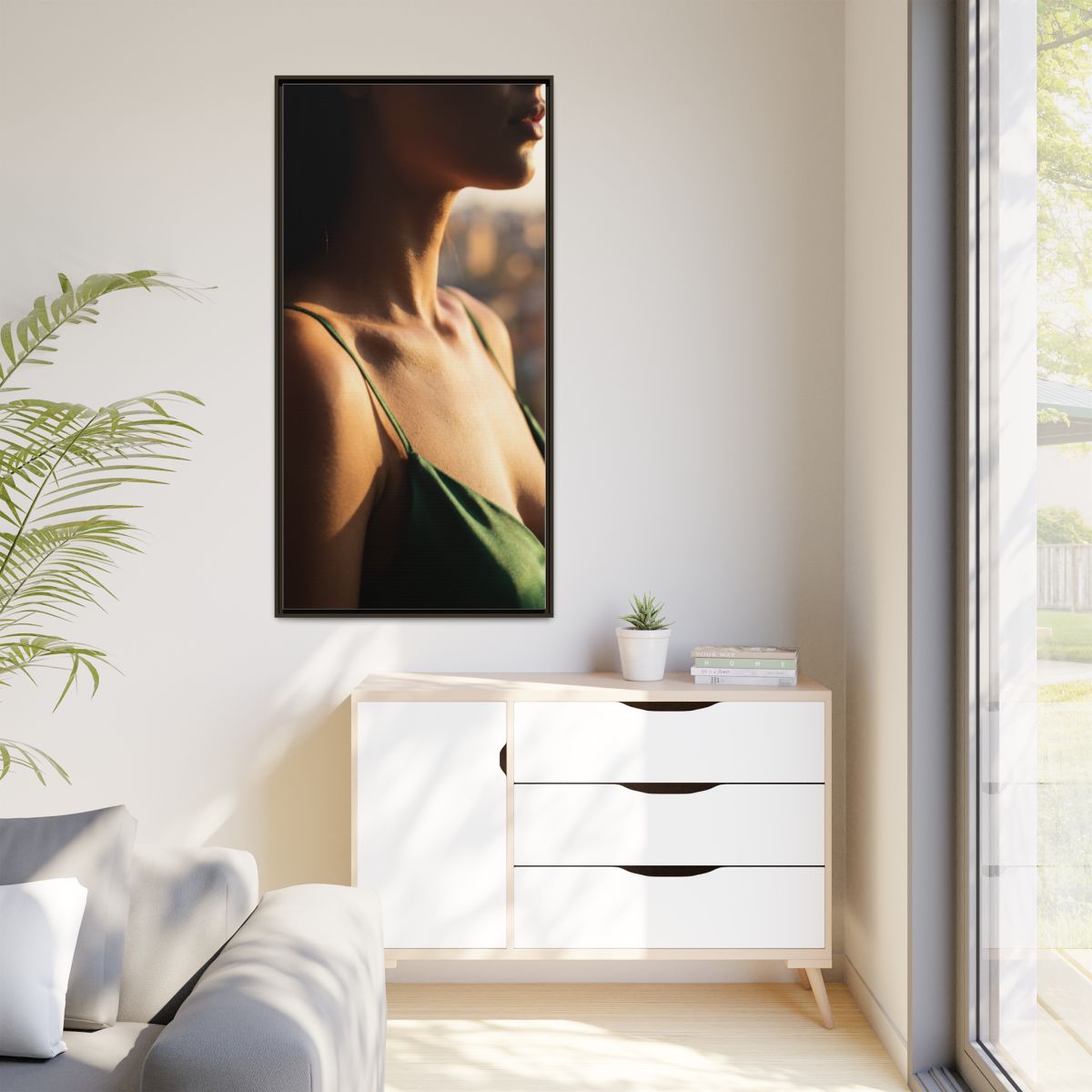 Golden Hour Matte Canvas - Framed Sunset Wall Art — Espresso...