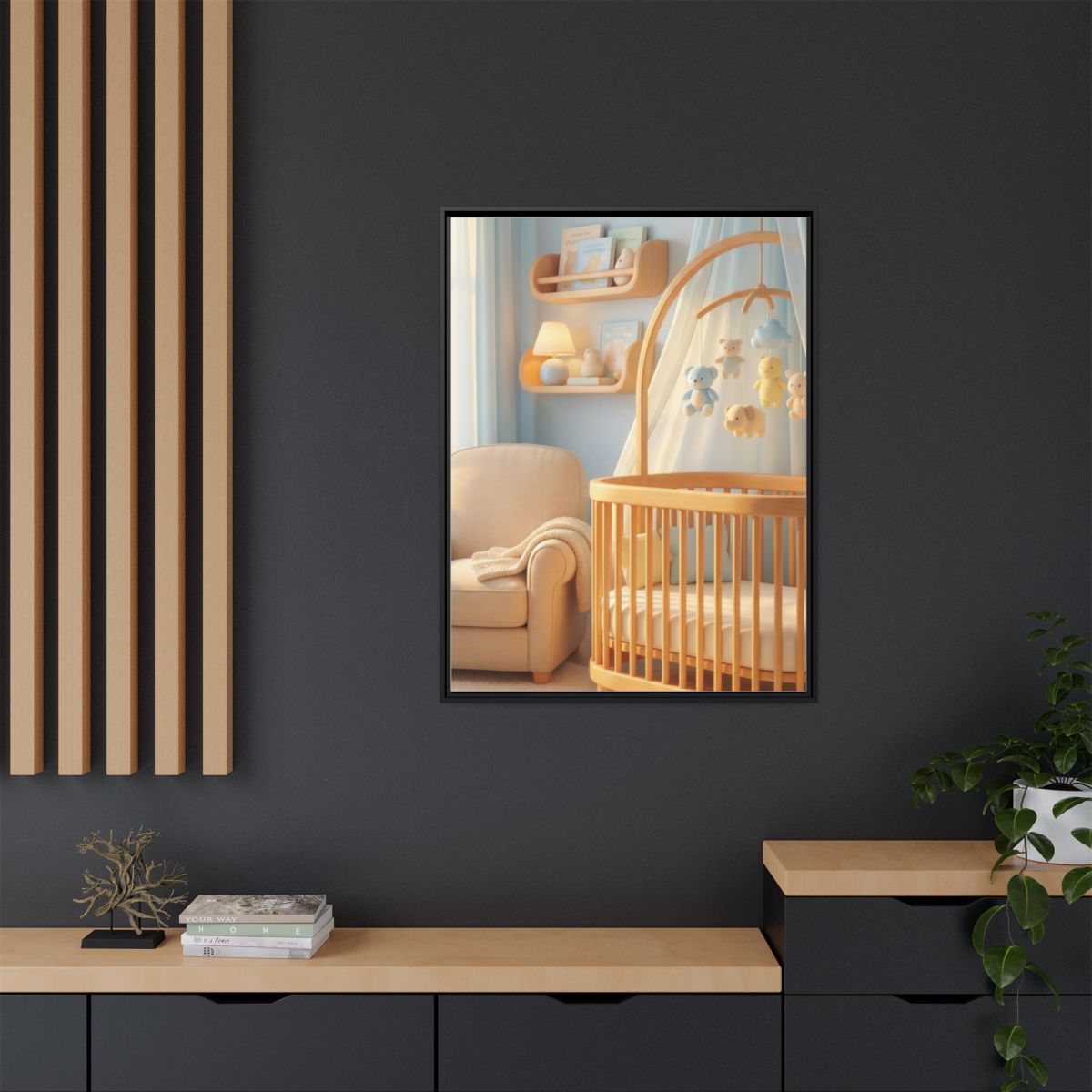 Matte Canvas, Framed - Dreamy Serene Nursery Art — Black /...