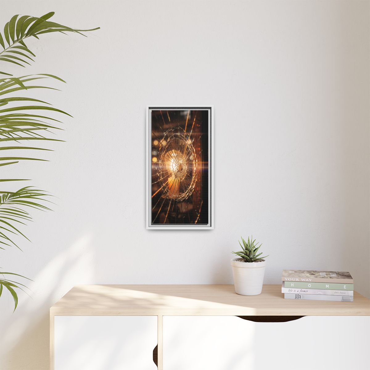 Matte Canvas, Framed - Golden Fractured Art — White / 1.25"...