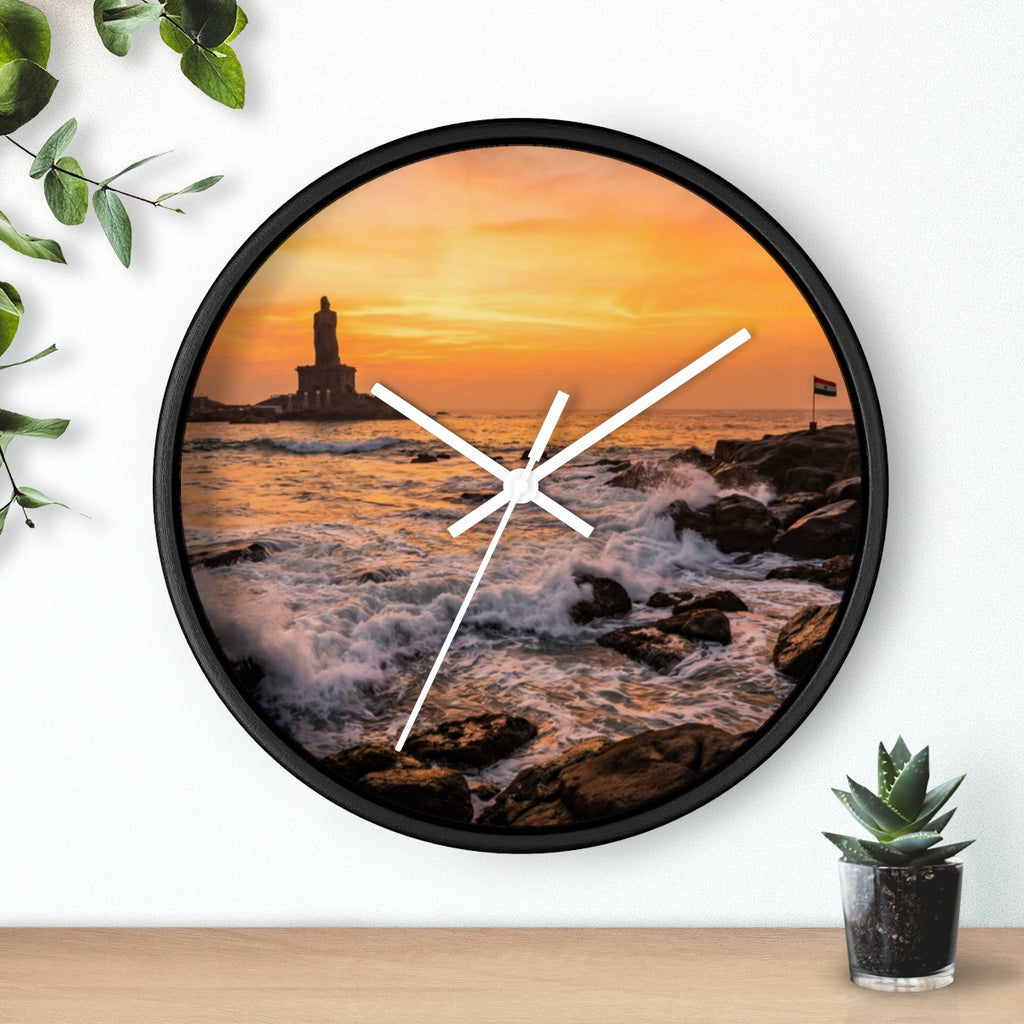 Wall Clock - Golden Coastal Horizon