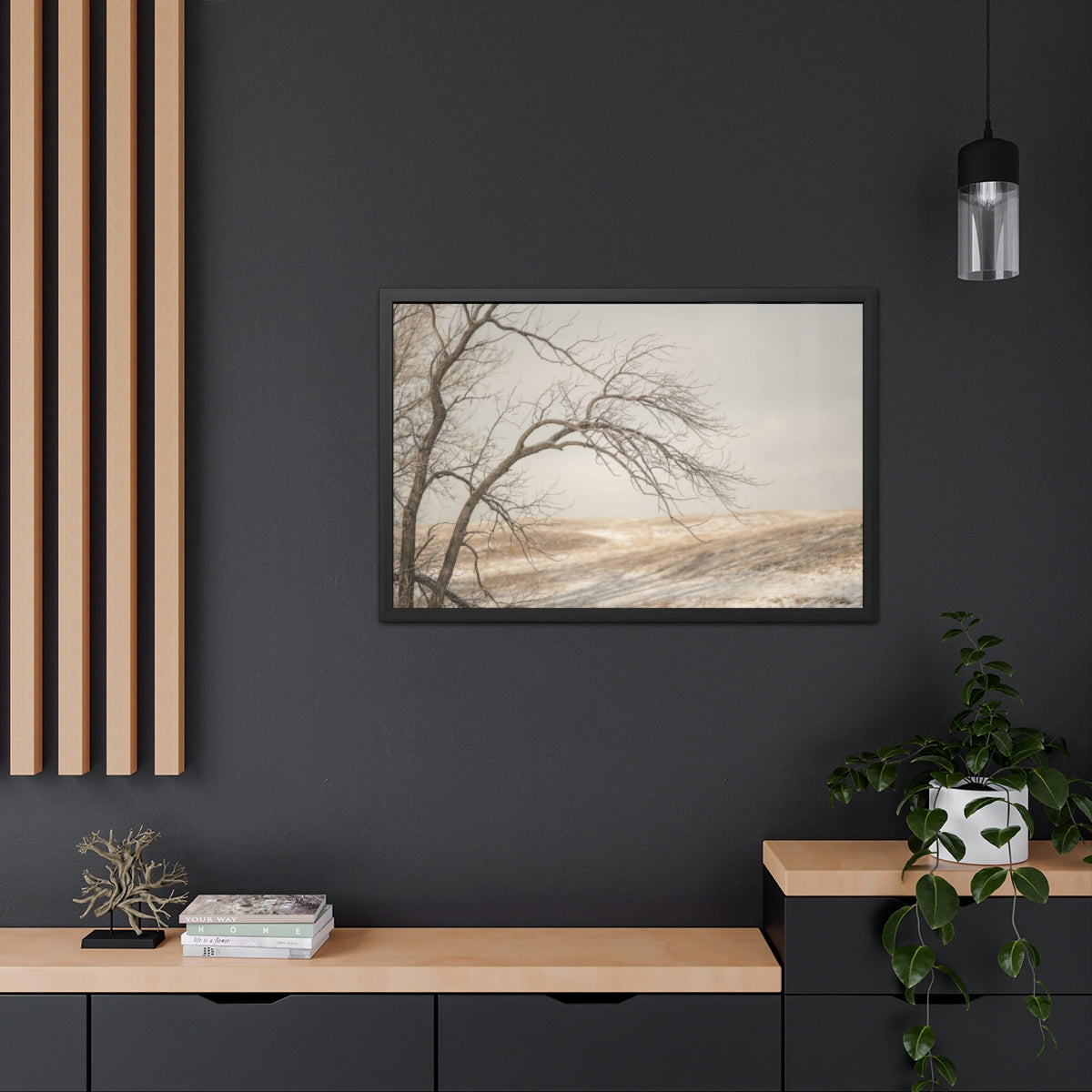 Framed Poster - Minimalist Winter Tree — Landscape