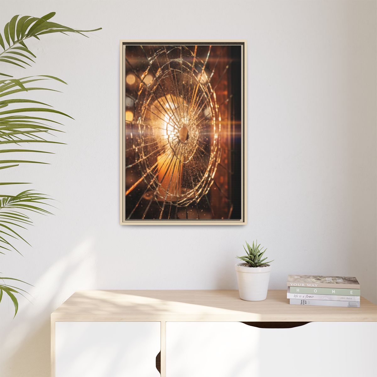 Matte Canvas, Framed - Golden Fractured Art — Natural /... |...